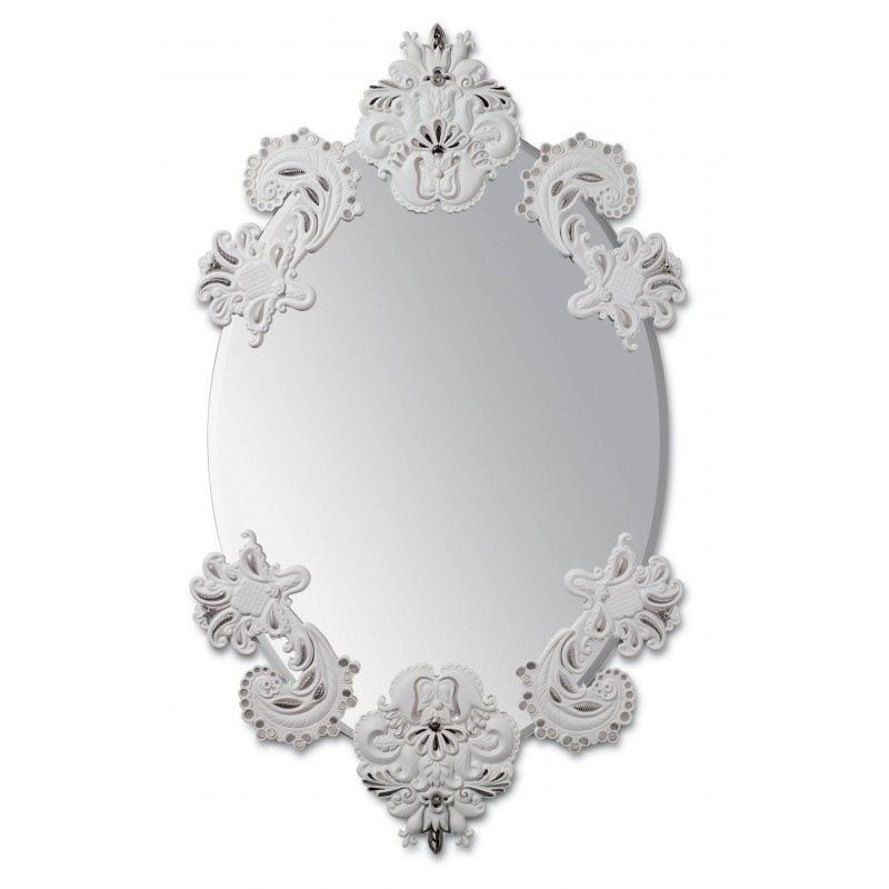 Specchio ovale senza cornice(bian./arg.)